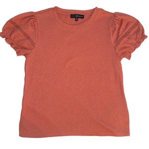 Women Knit Top Short Sleeve Sandy Brown Size M